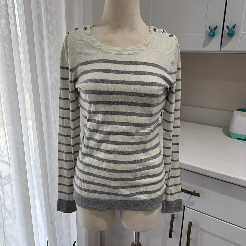 Striped Gray and Cream Sweater